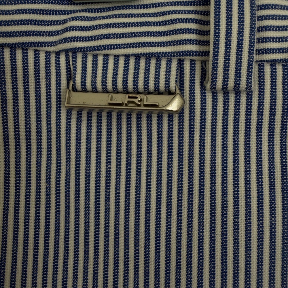 L-RL Lauren Active Shorts Womens Sz 14 Blue White Seersucker Bermuda Golf Beach - Picture 10 of 15